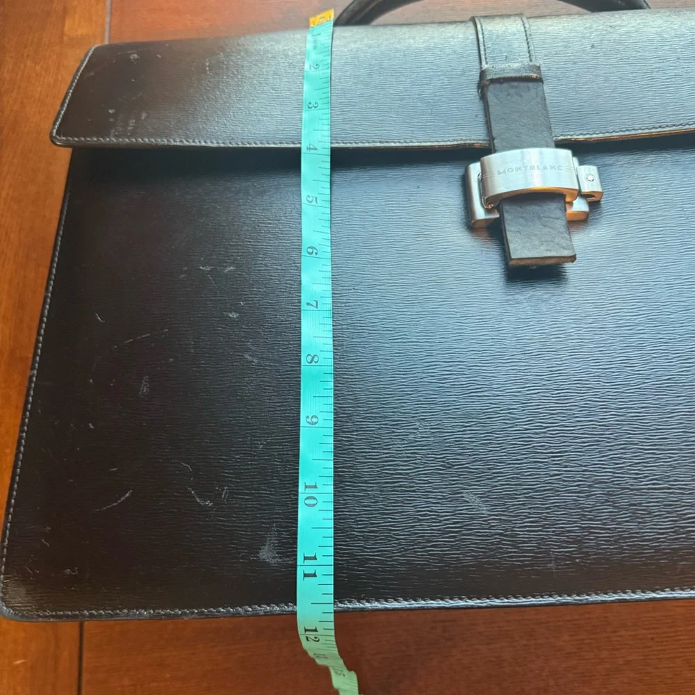 Montblanc Westside Double Gusset Black Leather Top Handle Briefcase-GUC